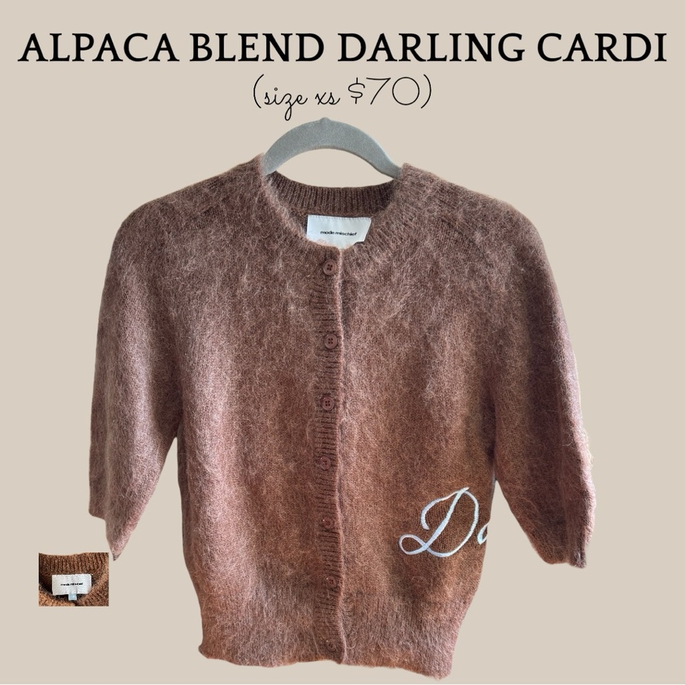 Mode Mischief Darling Alpaca-Blend Cardigan Sweater - Brown